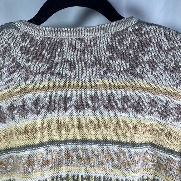 Talbots Women's Cardigan Sweater M Irish Linen Blend Button Front Knit Beige VTG - Picture 10 of 13